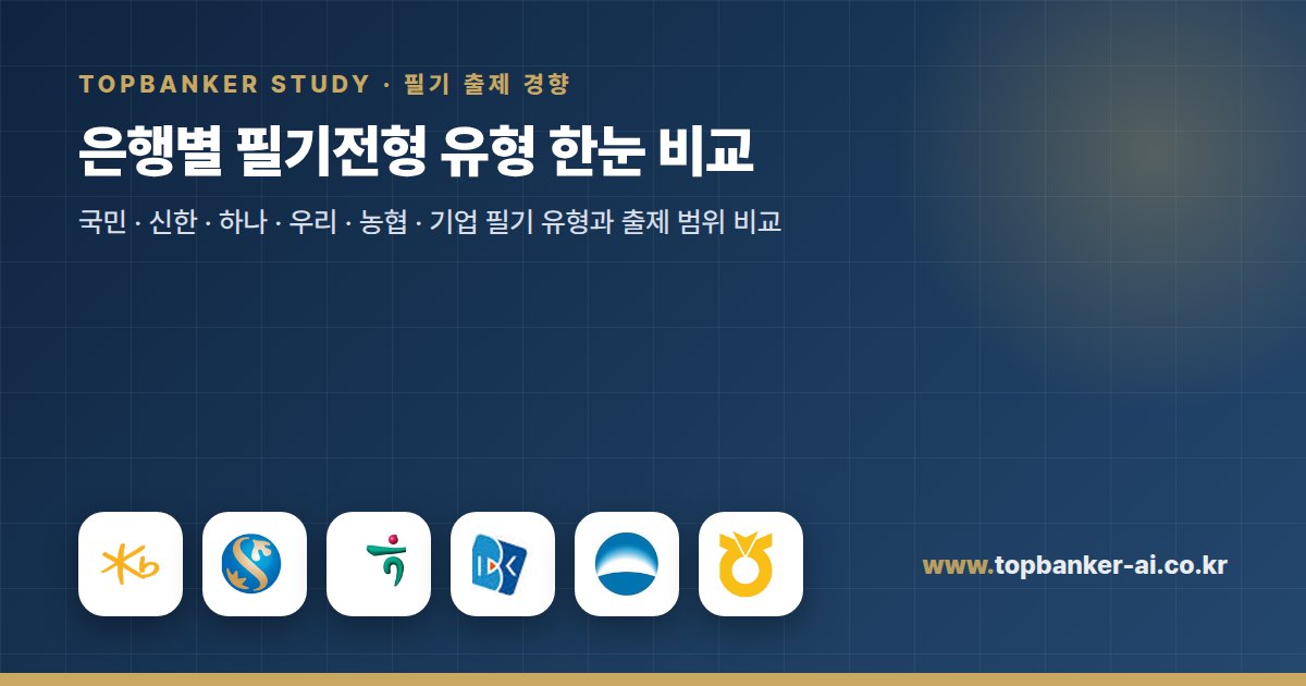 은행별 필기전형 유형 한눈 비교 — 탑뱅커 스터디
